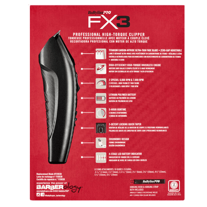 BaBylissPRO FX3 Clipper Black FXX3CB